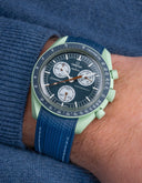 Curved Vertech Rubber Strap - Blue & White Stitches - OM Luxury