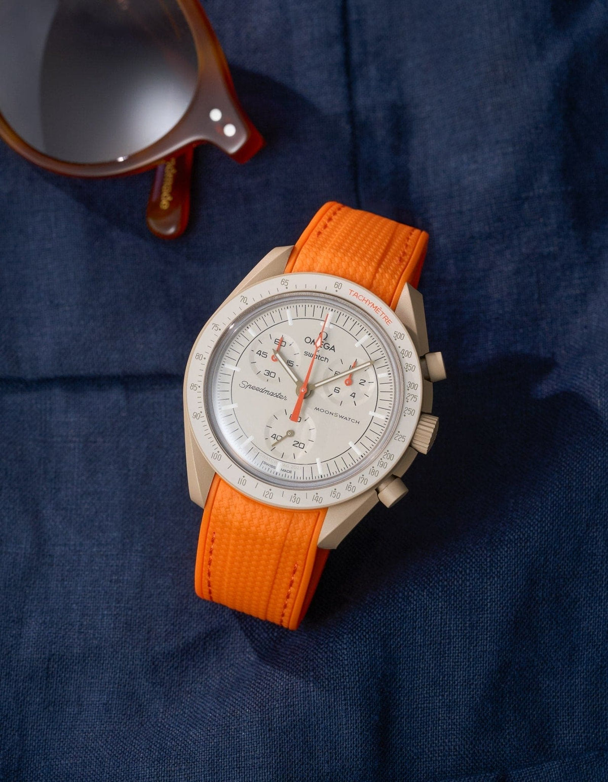 Curved Vertech Rubber Strap - Orange - OM Luxury