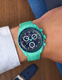 Curved Vertech Rubber Strap - Polar Lights Green - OM Luxury